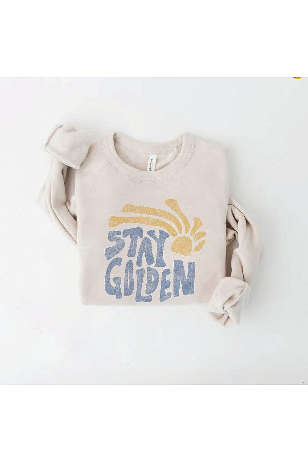 Oat Collective Stay Golden Heather Dust Mineral Washed Graphic Crewneck