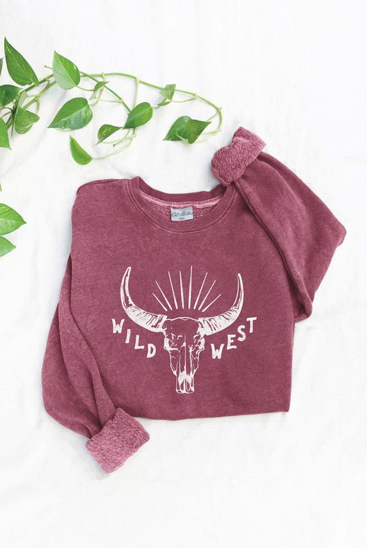 Oat Collective Wild West Mineral Washed Graphic Crewneck