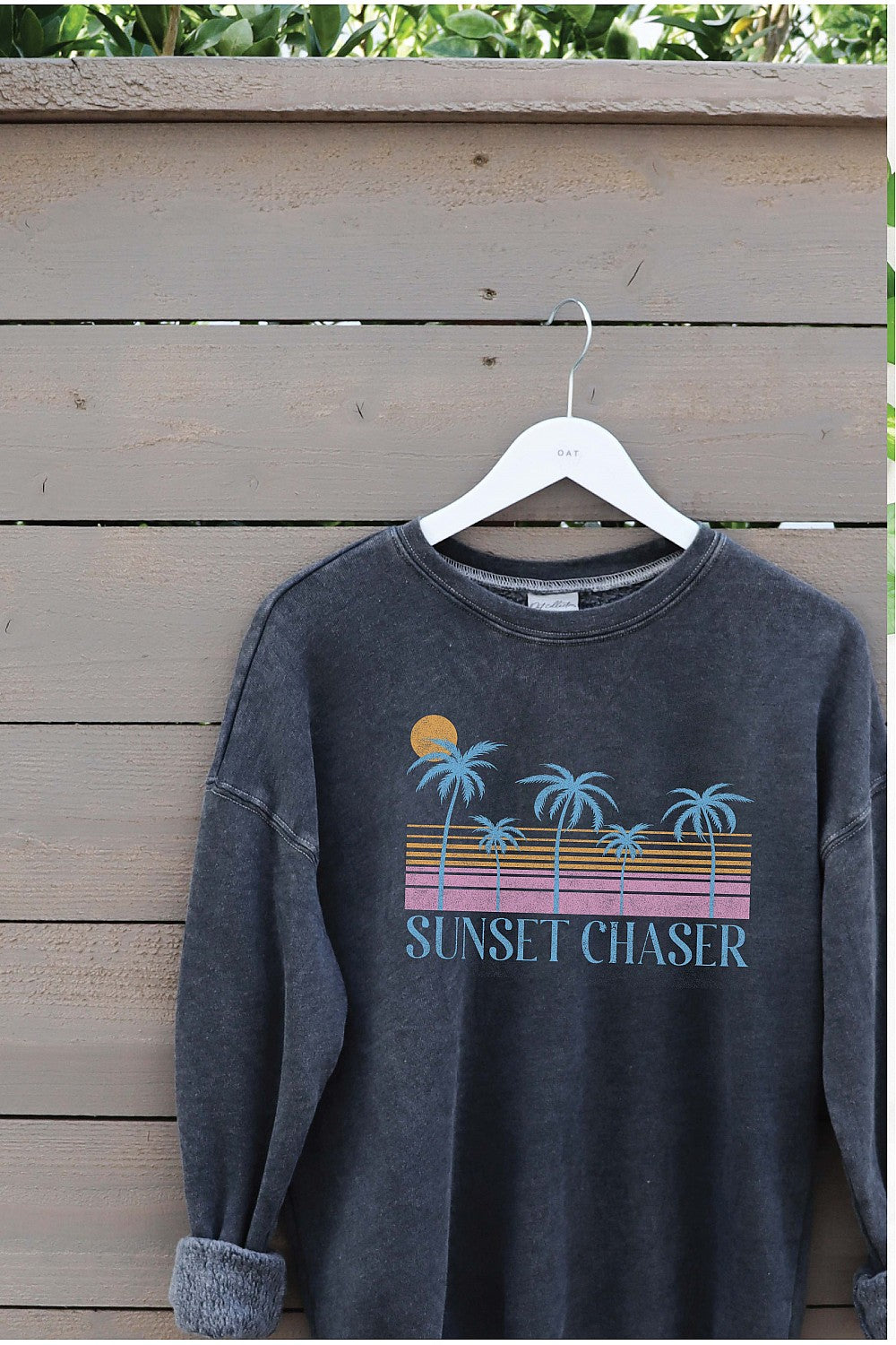 Oat Collective Sunset Chaser Mineral Washed Graphic Crewneck