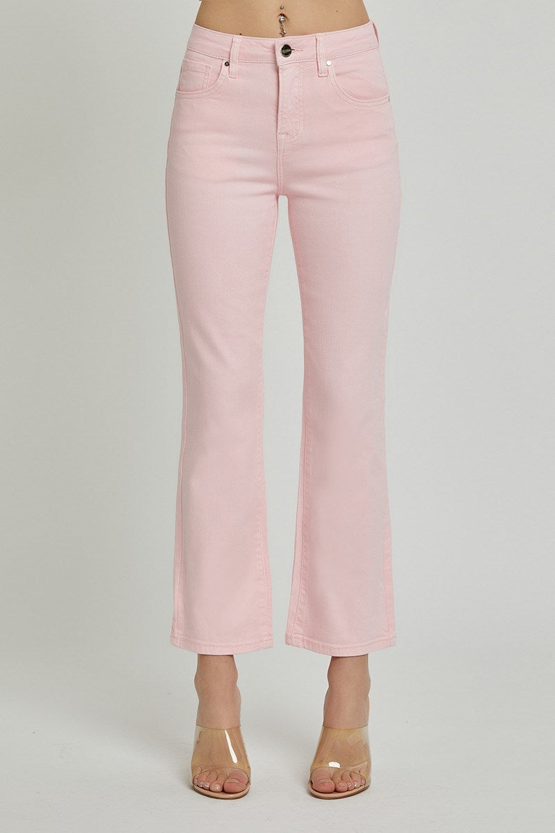 Risen Mid Rise Straight Pink Jeans