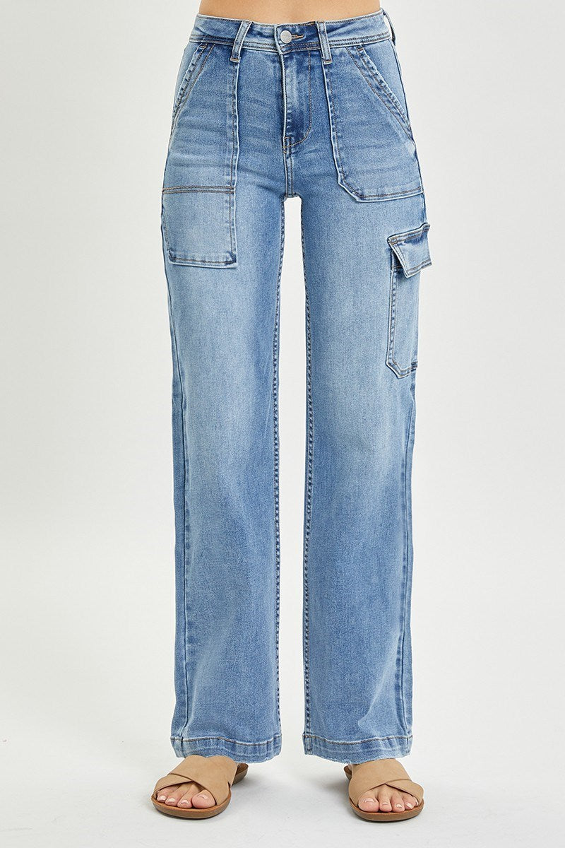 Risen High Rise Cargo Wide Jeans