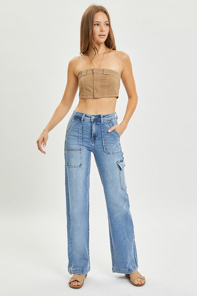 Risen High Rise Cargo Wide Jeans