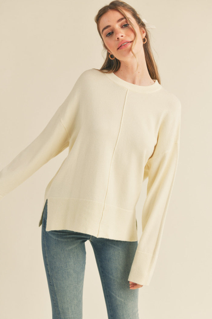 &Merci Ivory Split Hem Sweater – Apparel212
