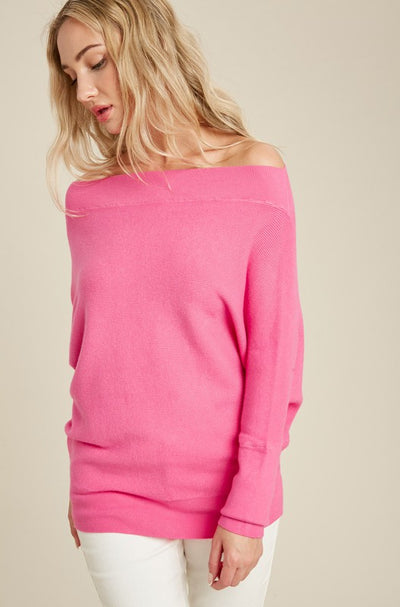 Pink Batwing Pullover Sweater