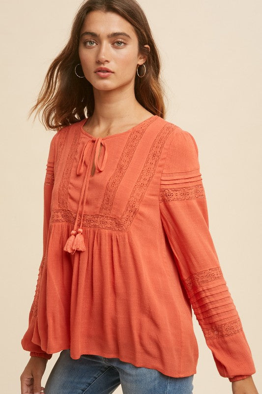 In Loom Lace Peasant Blouse