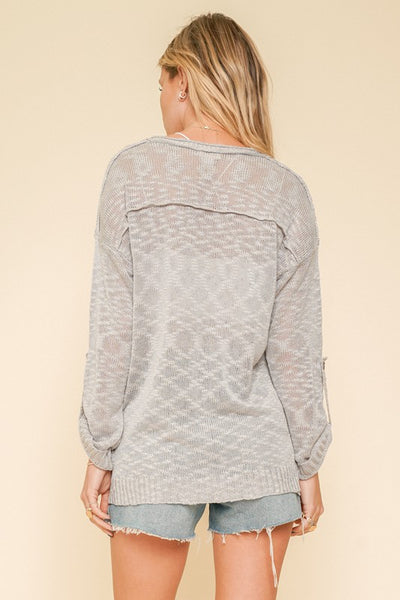 Hem & Thread Cotton Texture Thread Henley Sweater