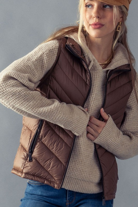 Cocoa Quilted Puffer Vest