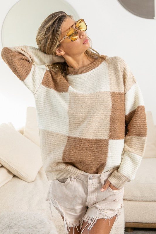 Bibi Check Pattern Sweater