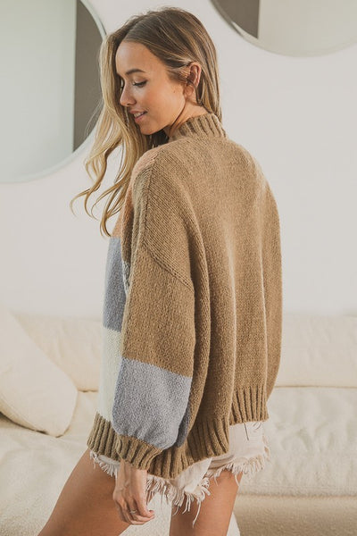 Bibi Color Block Cardigan Sweateer