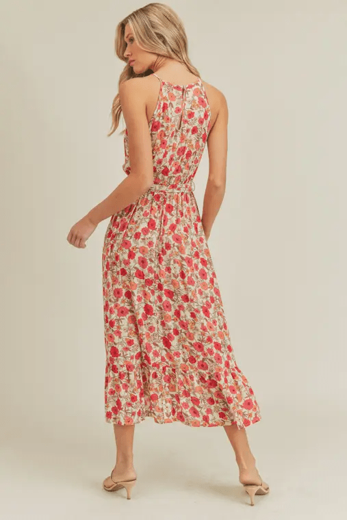 lush floral maxi dress Lush Floral Print Tie Waist Midi Dress Small