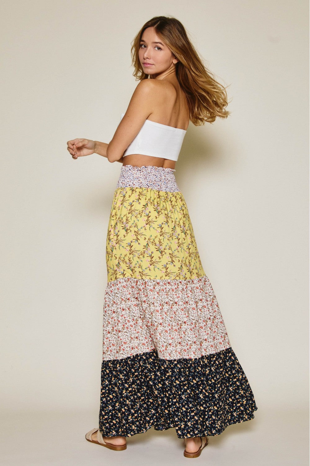 Ces Femme Multi Color Floral Mix Maxi Skirt Medium