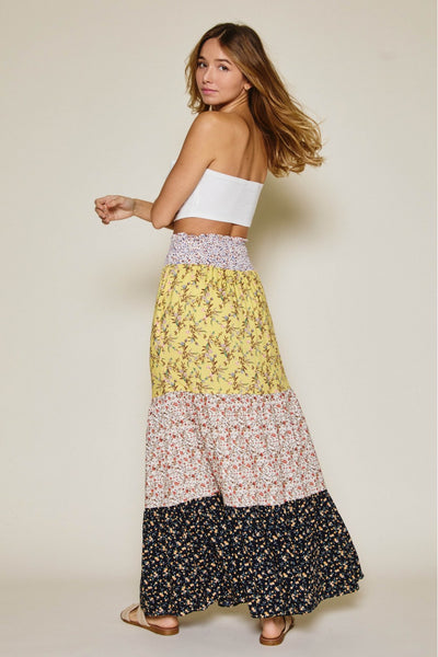 Ces Femme Multi Color Floral Mix Maxi Skirt