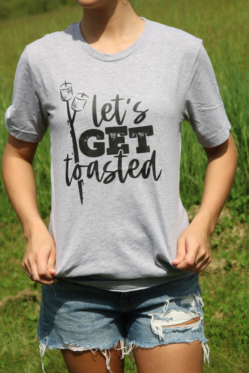 Grey Let's Get Toasted Graphic Tee