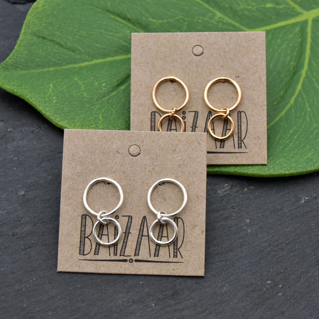 Gold or Silver connecting circle earrings